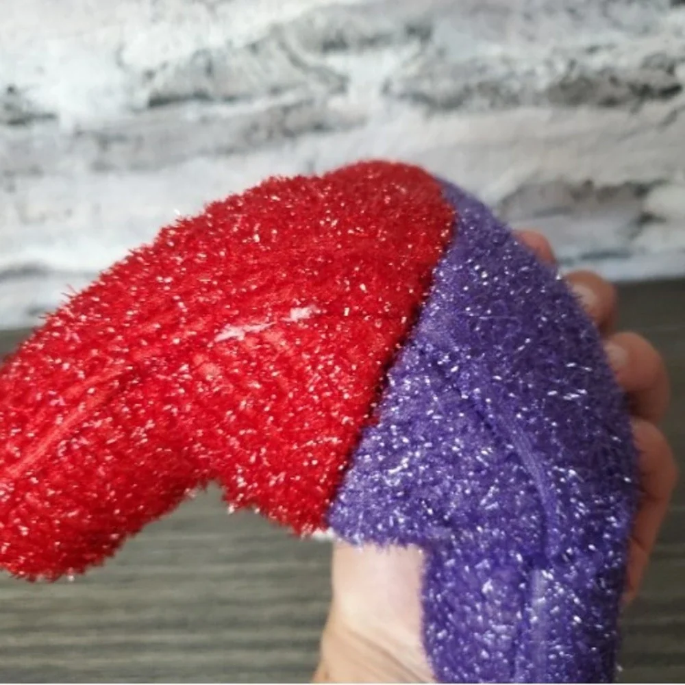 Half And Half Red Purple TEXTURED Teddy Bear Plush Red Hat Society Novelty